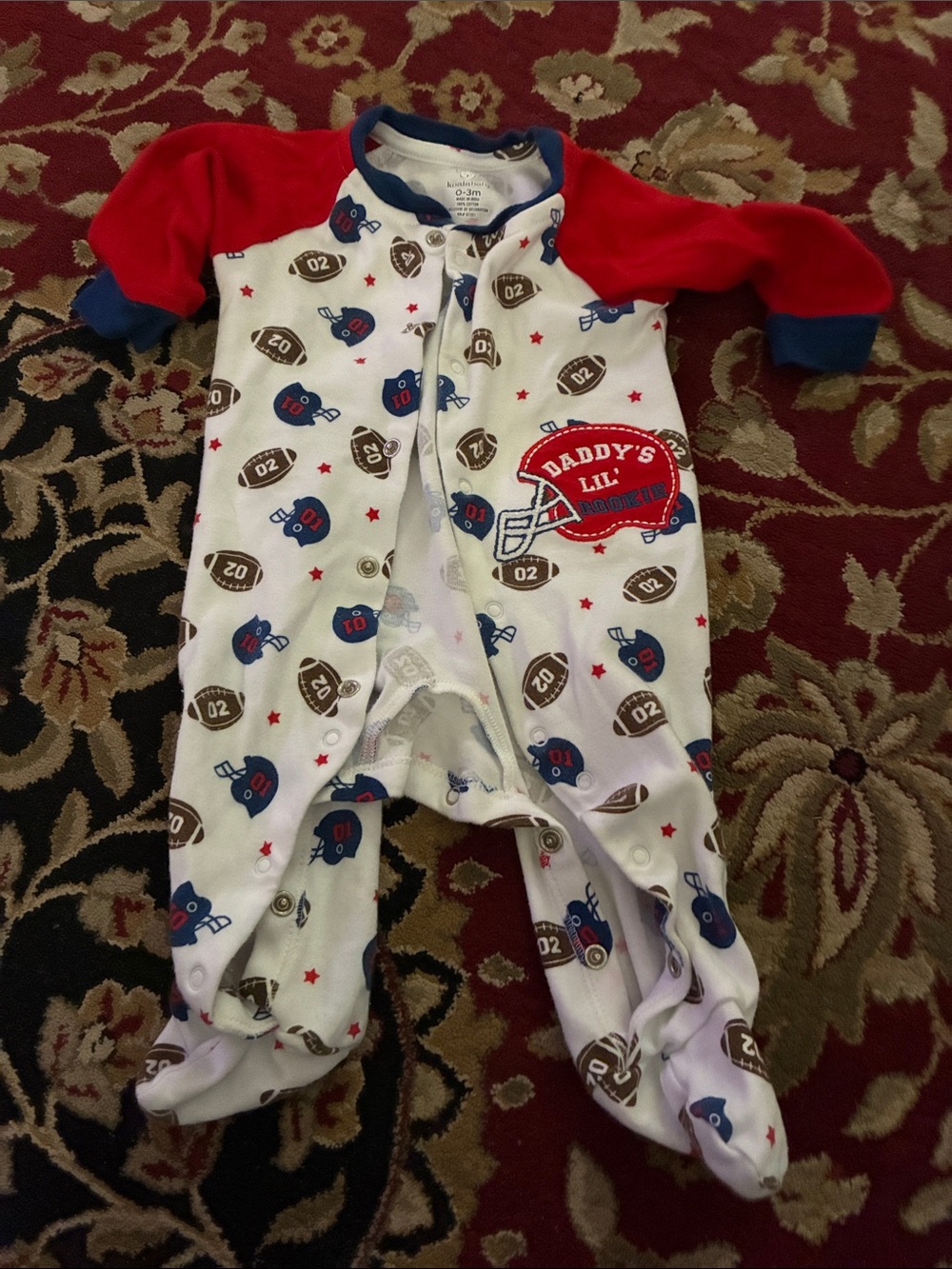 Daddy's Lil' All-Star Football Footie - Red/White